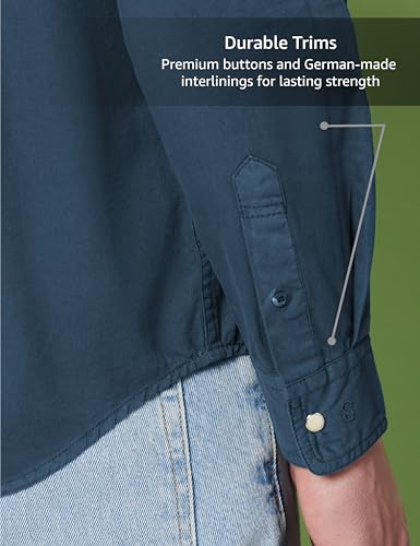 Image of Symbol Premium Men's Washed Cotton Twill Casual Shirt - Regular Fit | Pure Cotton (Available in Plus Sizes)