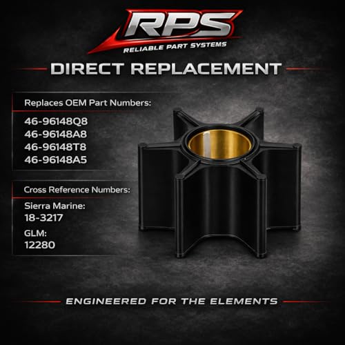 96148Q8 Upper Water Pump Repair Kit with Short-Vane Impeller - Fits MerCruiser Alpha One Gen I (Pre-1991) & Mercury Mariner Outboards (65-220 HP) - Replaces 96148A8, 18-3217 by RPS - Used condition - Image 2