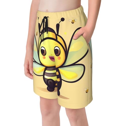 Yellow bee Youth Beach Pants, Soft and Breathable, with Drawstring Waist, Suitable for Sports and Leisure.4