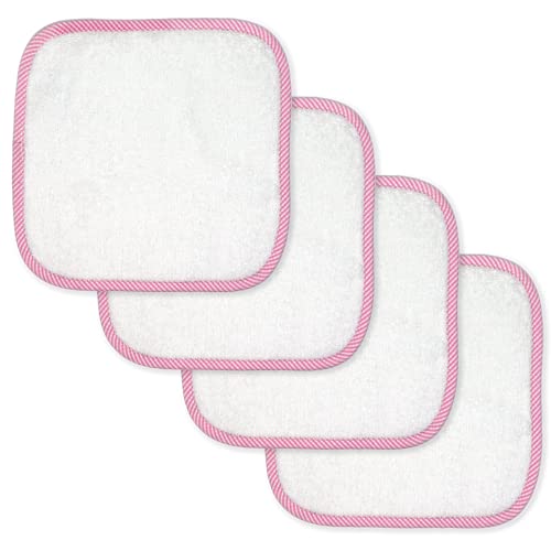 Baby Mode White & Pink Washcloth - Set of 4
