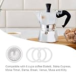 6 Cups Coffee Gasket for Bialetti Moka Aluminium Stove Top Coffee Maker Pots Express - 4 Gasket and 1 Stainless Filter - Image 4