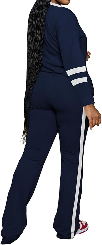 PINSV 2 Piece Sets for Women Fall Casual Outfits Long Sleeve Top and Flare Pants Lounge Sets Track suit - Image 4