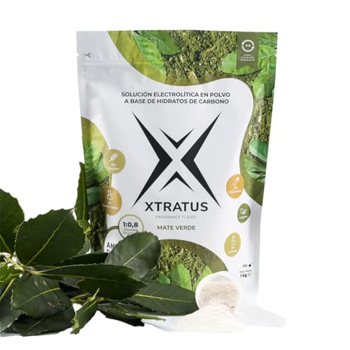 XTRATUS MATE VERDE (Cafeína) - Bebida deportiva isotónica en polvo con carbohidratos y sales minerales. Antes y Durante entrenamiento 100% Natural. Hidratación y rendimiento deportivo. (1Kg).