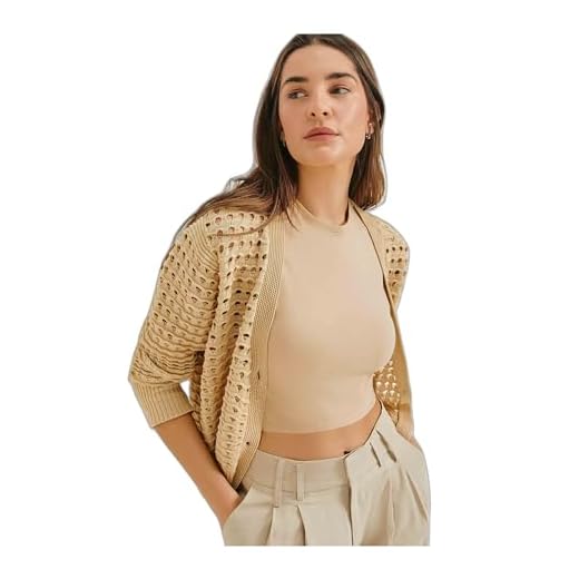 Cardigan Feminino Em Tricô Texturizado - Bege P