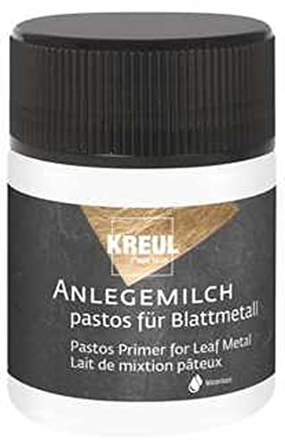 KREUL 99452 - Anlegemilch pastos 50 ml dickflüssiger Spezialkleber zum Anlegen von Blattmetall zum Schablonieren für Abklebetechnik für Effekte und zur Anwendung auf Glas