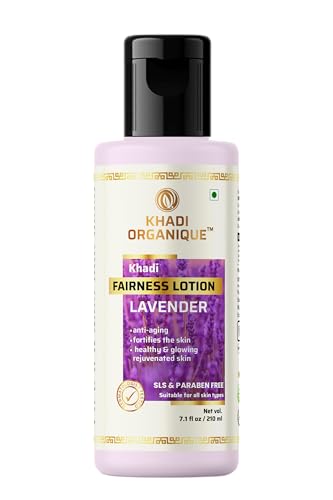 Image of Khadi Organique Lavender Fairness Lotion for Face & Body, Reduces Acne & Inflammation, Enhances Skin Glow, Hydrates & Nourishes with Lavender, Apricot, Blueberry & Cherry, 210ml (Pack of 2)