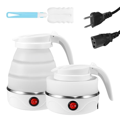 Hervidor de agua de silicona plegable,600 ml hervidor de agua mini plegable 5 min ebullición blanco hervidor eléctrico portátil para Viajes,camping,oficina,exteriores Hervidor de agua de silicona plegable,600 ml hervidor de agua mini plegable 5 min ebullición blanco hervidor eléctrico portátil para Viajes,camping,oficina,exteriores