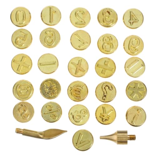 VINTORKY 2 Set Punzoni per Pirografia con Punte in Ottone Timbri Lettere per Legno e Pelle Strumento Creativo per Incisione e Marchiatura Artigianale Portatile e Resistente