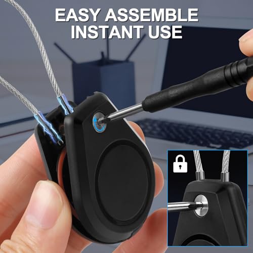 Image of Air Tag Holder 2 Pack - Waterproof Keychain Case with Steel Wire Cable & Hex Lock, Anti-Lost Shockproof Cover Compatible with Apple Air Tag for Luggage, Backpack, Keys, Bicycles, Kids Items