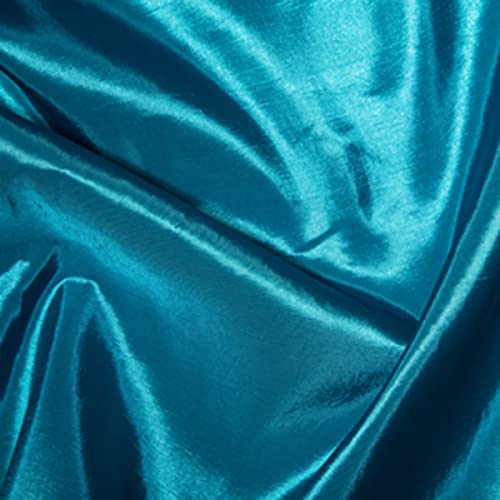 Tissu taffetas en satin de soie métallique turquoise de 10 mètres pour la confection de robes