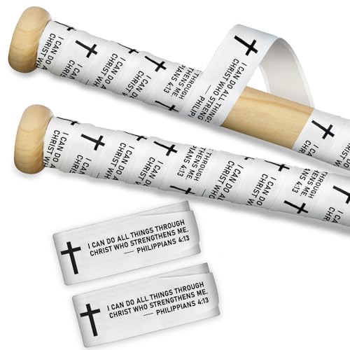 Eyourlife 2/4 Pack Baseball Bat Grip Bat Wraps for Baseball Lifestyle Softball Gifts Tapes Pro Feel Non-Slip Elite Batting Grip Tape for Bats Players (Philippians 4:13, White)