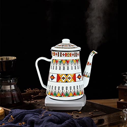 Jarra de café de esmalte de 1,2L, hervidor con acabado tradicional duradero 3