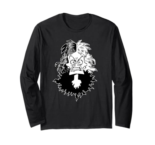 T-shirt Cruella de Vil manches longues imprimé artistique style esquisse fait main
