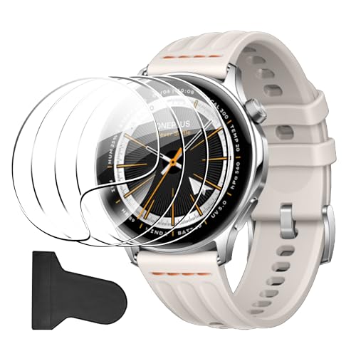 zZjoOoj 4 sztuki folii ochronnych do OnePlus Watch Lite, zakrzywione krawędzie, ochrona wyświetlacza, ochrona wyświetlacza HD z miękką ochroną wyświetlacza TPU