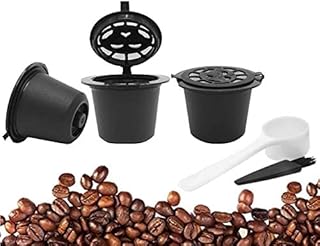 KOKSI 3-Piece Reusable and Refillable Nespresso Coffee Capsule Set with Plastic Spoon and Brush