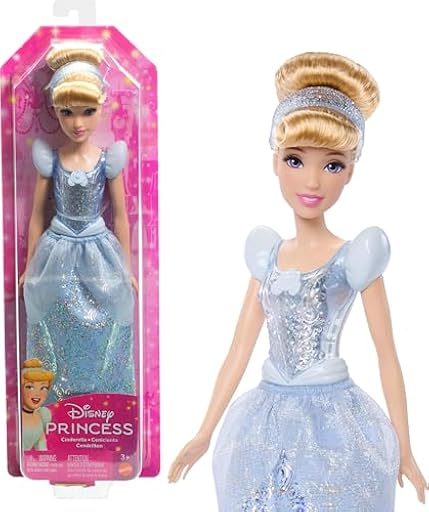 Mattel Disney Princess Cenicienta Muñeca princesa con pelo rubio recogido, juguete +3 años (HLW06) | Ya disponible en tu tienda friki favorita! En mundofriki.es!