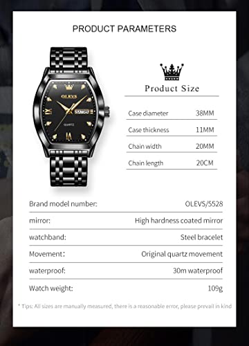 Image of OLEVS Men Watches Square Business Dress Diamond Analog Quartz Date Luxury Watch for Men Casual Stainless Steel Waterproof Luminous Wrist Watch