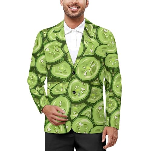 Cucumber Slices Mens Casual Blazer Button Suit Jacket Lightweight Sport Coat for Work Business