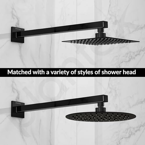 Image of Plantex 21-Inch Shower Arm for Overhead Shower /Stainless Steel Shower Pipe /Wall Mount Bathroom Fitting with -Inch Thread - Pack of 1 (Black)