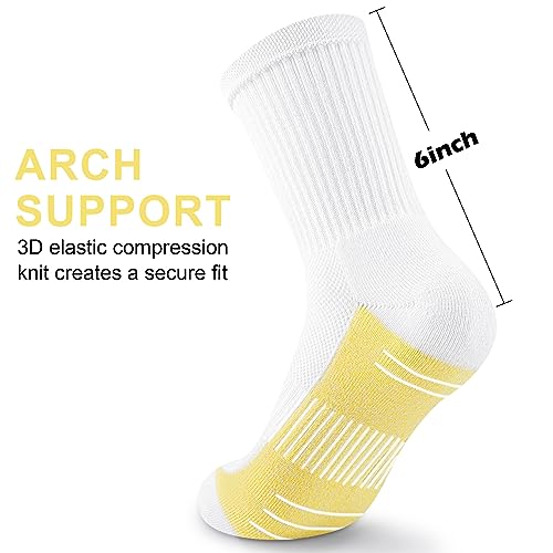 cuangya Performance Crew Socks Women Calf Hiking Compression Running Socks White 3-Pairs by cuangya - Image 3