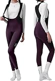 INBIKE Winter Cycling Tights, Fleece-Lined Bibs Tights, Cold Weather Bike Bibs for Bicycle Biking Spinning, Purple, XX-Large