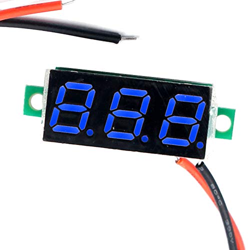 Image of (5 Pack) JacobsParts DC 4.5-30V 2-Wire Voltmeter 3-Digit LED Display Panel Volt Meter Digital Voltage Tester (Blue)