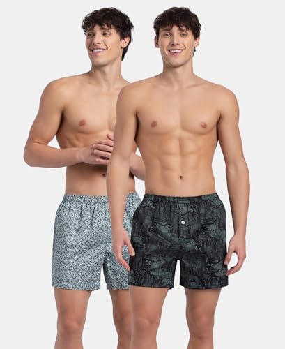 Image of Jockey 8222 Men Super Combed Mercerized Cotton Woven Checkered Inner Boxers with Ultrasoft and Durable Inner Waistband (Pack of 2, Colors & Prints May Vary)