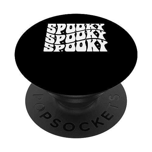 Spooky Spooky Halloween Creepy Ghostly Design PopSockets Swappable PopGrip, Black