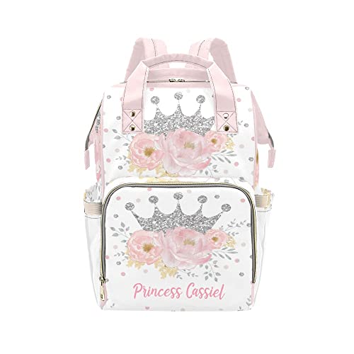 Eiis Unidesign Silver Crown Princess Personalized Diaper Bag Multi-Function Backpack Nappy Bag Travel DayPack for Unisex