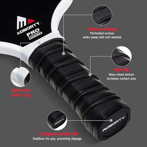 Image of AOBORTY Pickleball Paddles 4 Pack - USAPA Light Graphite Premium Rackets Fiber Face & Polymer Honeycomb Core Pickleball Set with 4 Outdoor Indoor Balls Including Portable Carry Bag
