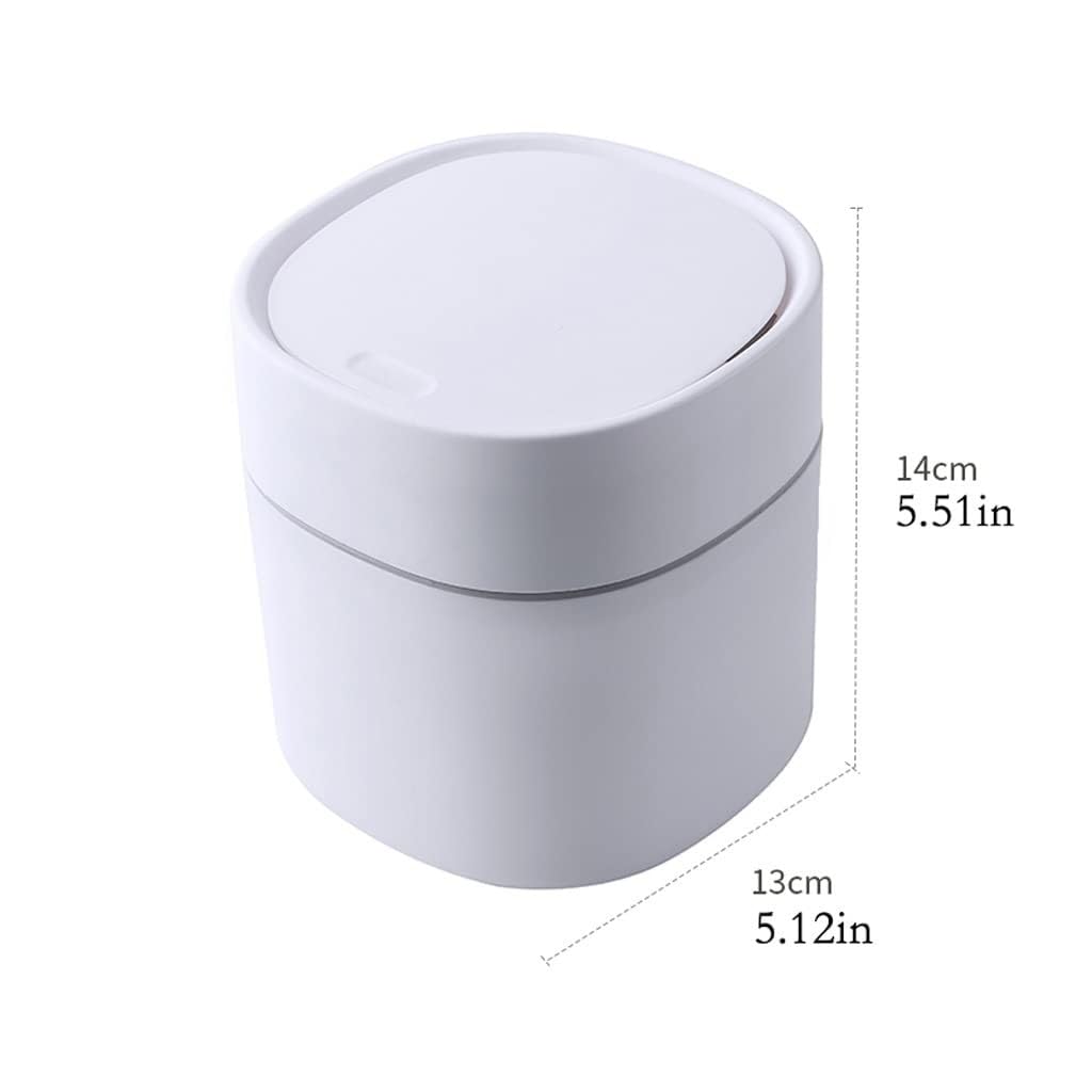 Mülleimer, Mini-Tisch-Mülleimer mit Deckel, 2 l, Tisch-Papierkorb, Mülleimer für Küche, Büro, Wohnzimmer, Couchtisch, Frisiertisch, Küchen-Mülleimer (blau) (eine Farbe: weiß)