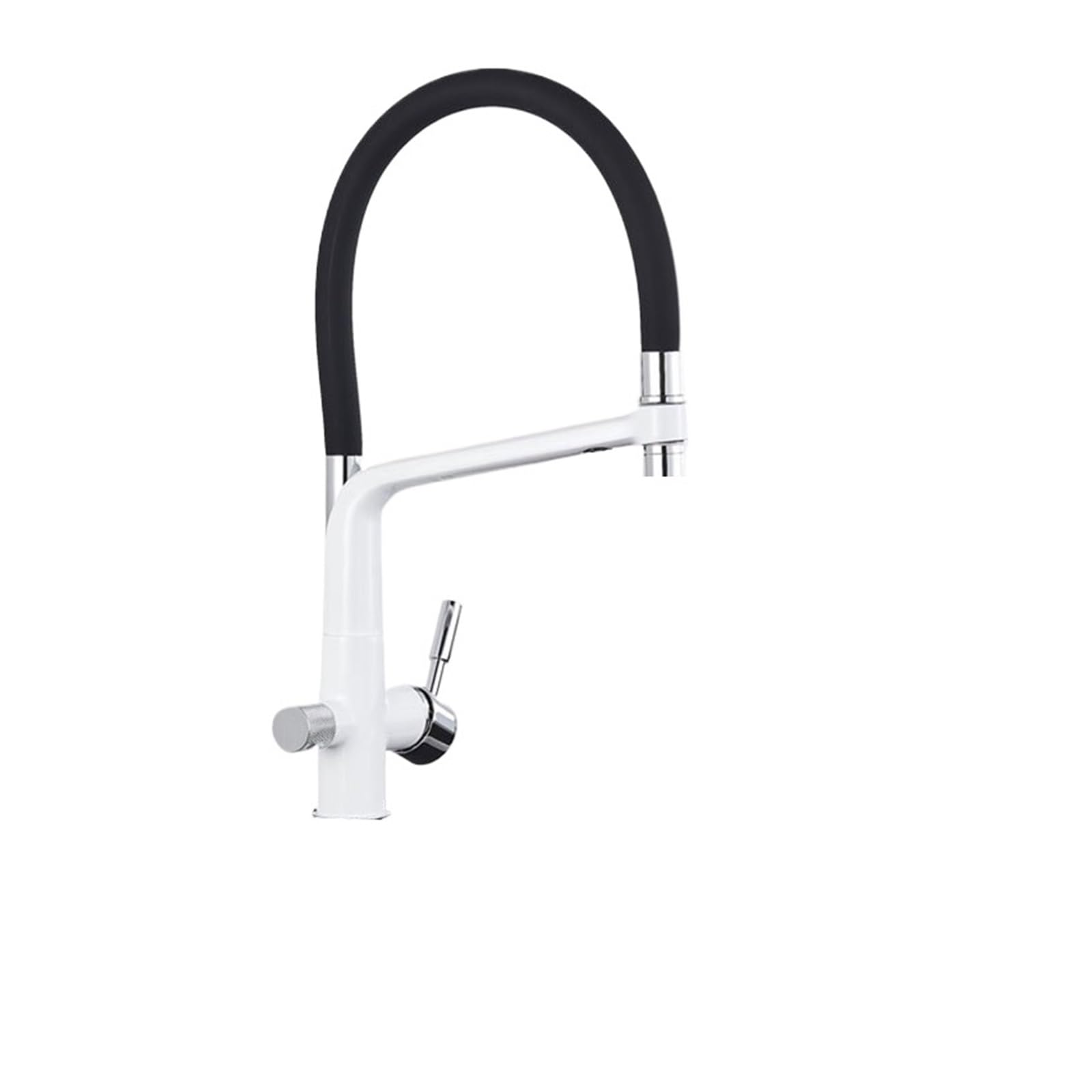 Purification de l'eau en cuisine avec ce robinet double sortie blanc et finitions or