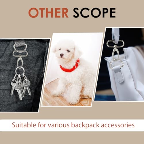 FunWorth 30 Stück Taschenzubehör zum Nähen, D-Ringe, Leiterschnallen, Dreh-Karabiner aus Metall für DIY Nähen, Hundegeschirr, Schlüsselanhänger Korrosionsbeständig, 360° Rotationsfunktion
