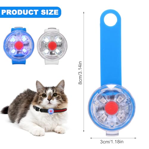 2 Stück Sicherheit Haustier Lichter, USB Wiederaufladbar LED Licht Leuchtanhänger Hund, 3 Blinkmodis Wasserdichte Blinklicht Hund für Hunde, Katzen（blau+weiß）