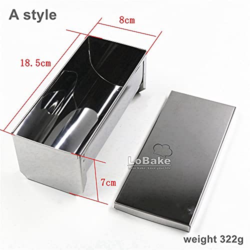 5 Styles Long Design Half Round Sylinder Shape Stainless Steel Bread Mold Metal Cake Mould Toast Box Loaf Pan Tin Diy Bakeware (18.5Cm) #TOP1