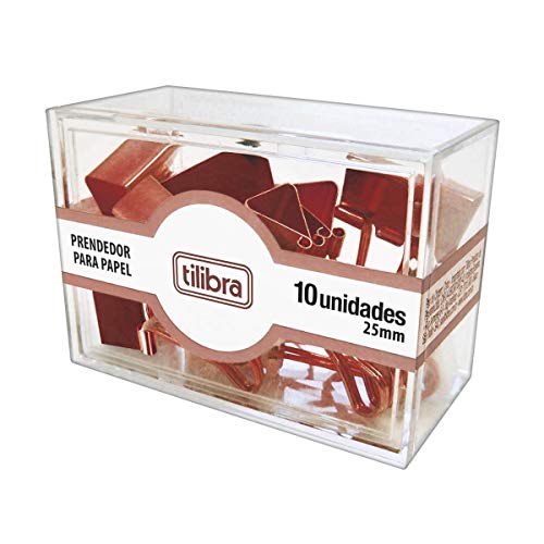 Tilibra - Prendedor de Papel 25mm Ouro Rose 10 Unidades