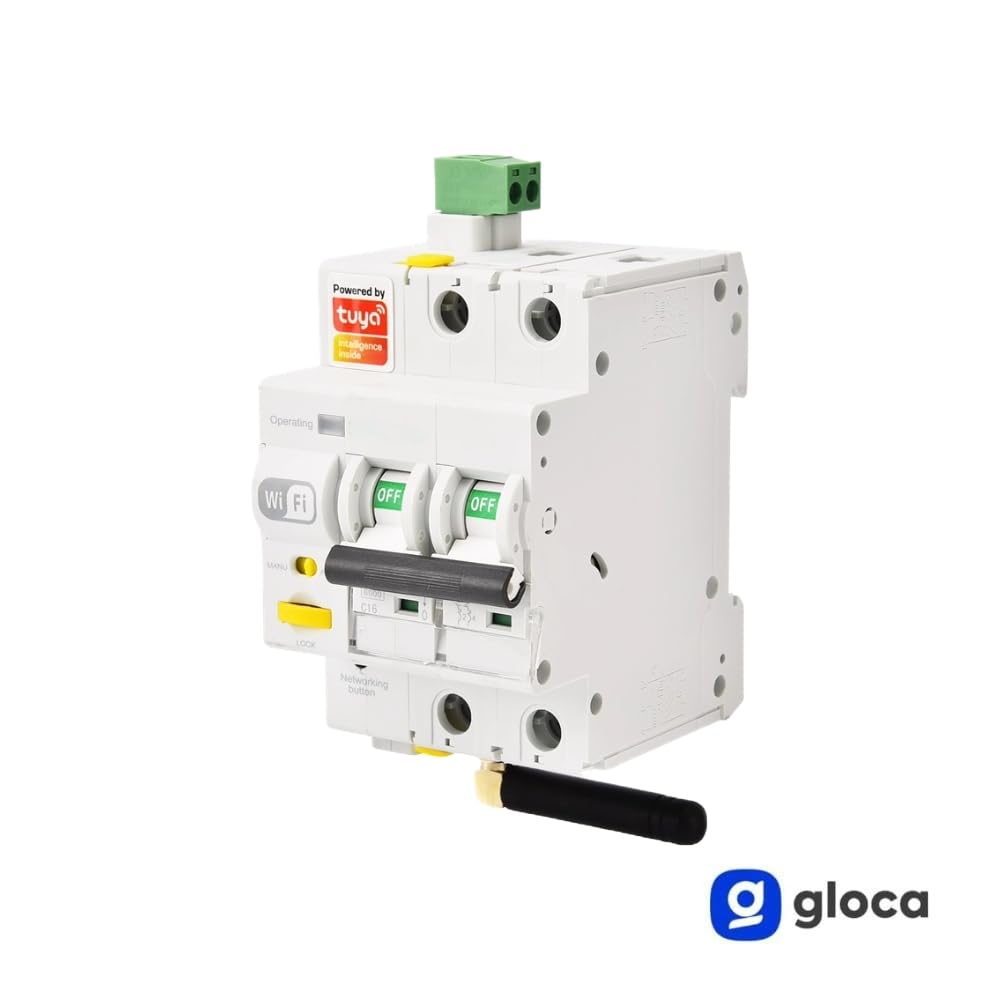 gloca Interruttore Magnetotermico Wi-Fi Smart Con App Tuya Smart Riarmo Automatico Tramite APP 3M 2P 16A 220V