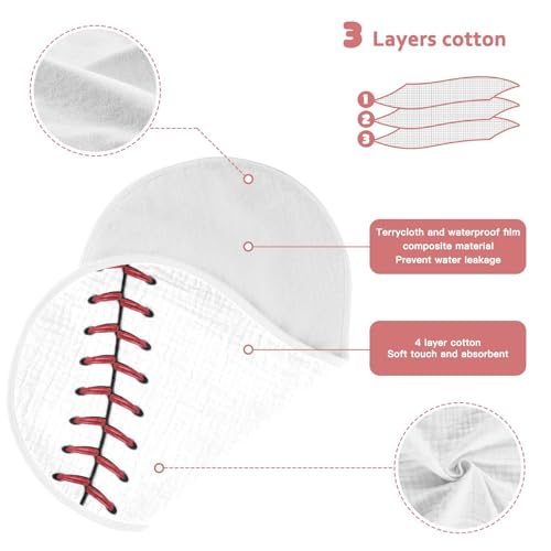 Muslin Burp Cloths for Baby Boys and Girls - 1-Pack Ultra Absorbent Baseball Muslin Washcloths, Newborn Towel, Milk Spit Up Rags, Burp Cloth Bib for Unisex, 22 x 11 Inch4