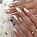 French Tip Press on Nails Almond Fake Nails Press ons with Designs Chrome False Nails Medium Glossy Full Cover Glue on Nails French Acrylic Stick on Nails for Women Nail Manicure Decoration 24Pcs