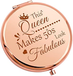 Gevody 50th Birthday Gifts for Women Travel Makeup Mirror 1972 Grandma 50 Years Old Gift Personal Mom Wife Friend Sister Colleague Coworker Compact