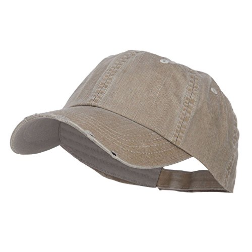 MG Distressed Washed Herringbone Cotton Cap - Khaki OSFM