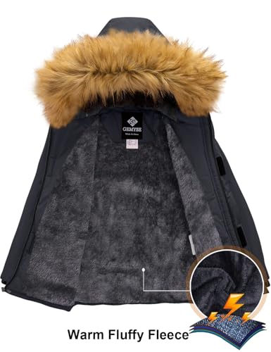 GEMYSE Boy's Winter Waterproof Ski Snow Jacket Hooded Fleece Windproof Jacket3