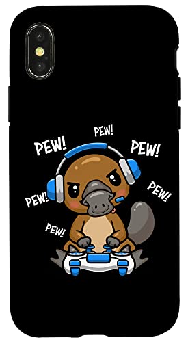 Mens Womens Kids Boys Cute Kawaii Gamer Platypus Lover �X�}�z�P�[�X iPhone X/XS �p