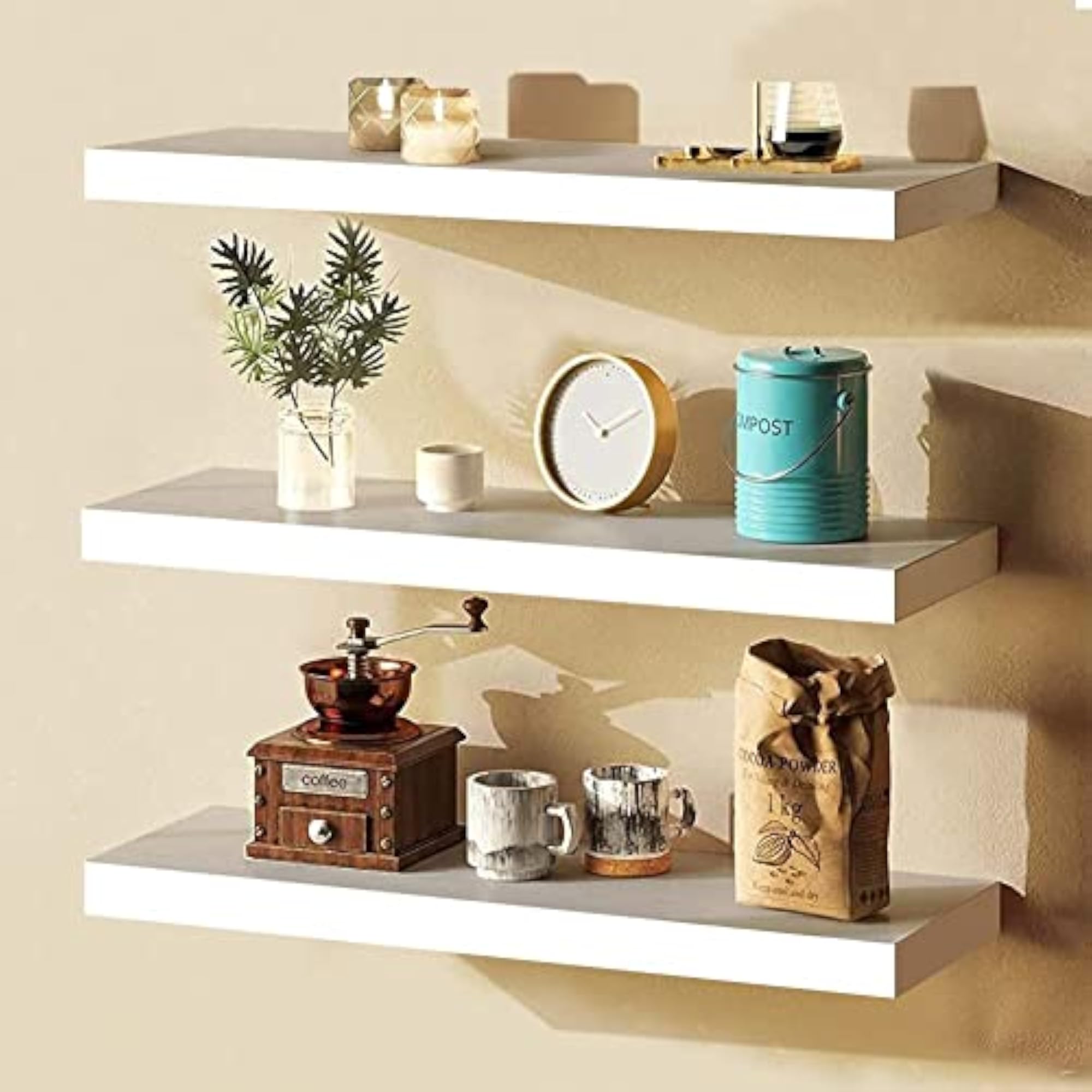 Set of 3 Floating Shelves for Wall Mount Display Rack