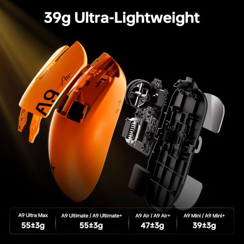 Image of ATK Dragonfly A9 MINI+ Wireless Gaming Mouse, PAW3955 Master Sensor, DPI up to 50,000, 39g Ultra-Lightweight, 8K Polling, 200 Hr Battery Life, All-New Nano Coating, Dual-Mode 2.4G /Wired - Lake Green