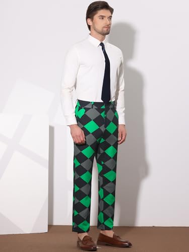 Lars Amadeus Men's Casual Geometric Printed Color Block Flat Front Dress Pants4