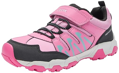 Geox J Magnetar Girl B AB, Zapatillas, Fuchsia Black, 34 EU