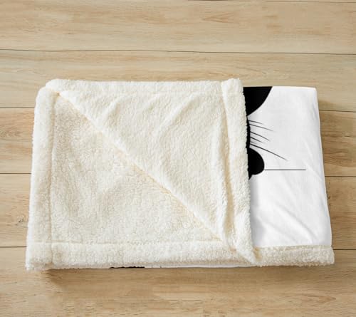 Image of Feelyou Black Cat Blanket for Kids Toddler Cute Pet Cats Pattern Fleece Throw Blanket Lovely Kitten Plush Blankets and Throws Super Soft Cozy Animal Sherpa Blanket for Couch Bed Sofa 50 inchx60 inch White