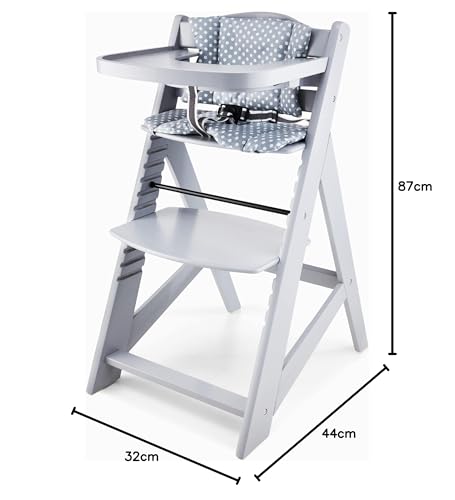 Miniatura 10 de Moby-System, Trona Creciente Para Niños, Altura Ajustable, Con Tabla De Comer Y Cojín, Cinturón De Seguridad De 3 Puntos, Silla Para Niños, Madera Maciza, Gris