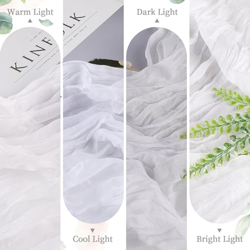 AGIRL 6 Pack White Cheesecloth Table Runner 10FT Long Summer Boho Gauze Table Runner Rustic Sheer Runner for Spring Wedding Bridal Baby Shower Birthday Party Table Decor Easter Decorations by AGIRL - Used condition - Image 4